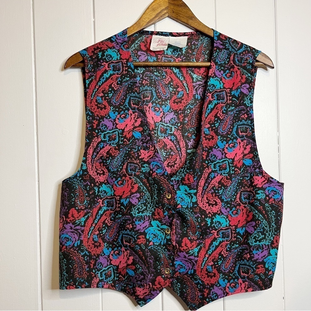 Vintage Tops 'n Trends Abstract Paisley Vest. Size Large.